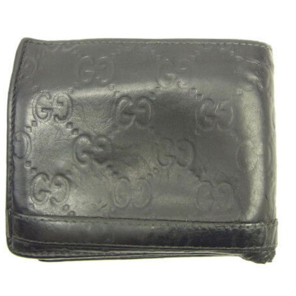 Gucci Wallet Purse Bifold Guccissima Black Silver Mens Authentic Used Y6904 - Picture 3 of 6